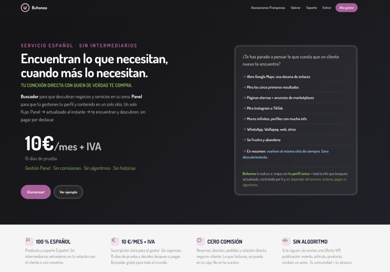Web Buhonea — la explicación y la captación